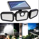 3-Head 74 LED Solar Security Light PIR Motion Sensor Outdoor Garden Flood Lamp