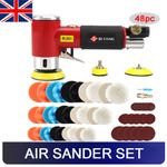 48Pcs Mini Air Grinder 1"/2"/3" Random Orbital Air Sander Kit For Pneumatic Tool