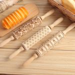 Christmas 3D Wooden Embossed Rolling Pin for Baking Cookie Pastry Dough 35CM