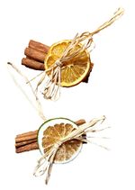 Hanging Bundle of 8cm Cinnamon Sticks with orange slice, scented, x 10
