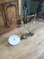 A SUPERB LARGE SET OF VICTORIAN ANTIQUE SHOP BEAM SCALES, CIRCA-1870.