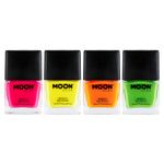 Moon Glow Neon UV Nail Varnish Polish Intense Set of 4 x 10ml - Glows under UV!