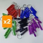 2x Whistles & Keyrings Emerengy Metal Distress Hiking Camping Safety Survival