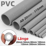 20-315mm Grey PVC Round Tube / Pipe Solvent Weld Length 2cm 5cm 8cm 10cm ~ 50cm