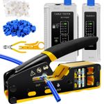 RJ45 Crimp Tool Kit Pass Through Ethernet Cat6 Cat5 Cat5e with 50PCS Connectors