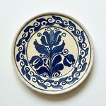 Romanian Folk Art Pottery Wall Plate KOROND Hand Painted Floral Rustic Vintage