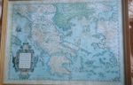 Reproduction Antique Map Print 1609 Greece Greek Islands , Framed , 23" x 17" 
