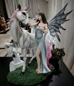 Forest Fairy & Unicorn Sculpture Figurine Fantasy Fairies Figure Statue Ornament