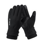 Mens Cycling Gloves Full Finger Windproof Fleece Lightweight MTB Bike Sports Bla