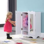 Wooden Doll Closet 18 Inch Dolls Wardrobe Furniture With 6 Doll Clothes Hangers