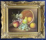 Original Art Oil On Board Painting Still Life Fruit Signed 