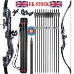 55lbs 53" Takedown Recurve Bow and Carbon Arrows Hunting Set Arrow Quiver Target