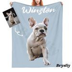 Custom Pet Photo Blanket – Personalised Dog&Cat Picture with Name Flanne Throw