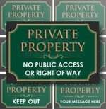 PRIVATE PROPERTY NO PUBLIC RIGHT OF WAY TRESPASSING KEEP OUT ACCESS PROSECUTED