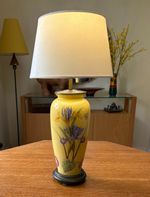 Hand painted Glass Jenny Worrall ? blue iris lamp
