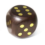 Single Large Wooden Dice (Die) with brass inlaid dots - 4cm x 4cm 4cm