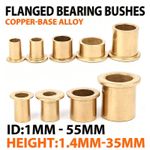 Metric Oilite Flanged Brass Sintered Bearing Bushes Sleeve Bearing ID 1mm - 55mm