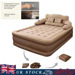 Coffee Color Double Size Inflatable Air Bed Mattress with Built-In Electric Pump