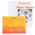 40x Printable Vinyl Sticker Paper 8.5"x11" Matte/Glossy for Inkjet&Laser Printer