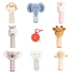 Baby Animal theme Rattle. Giraffe, Koala, Bear, Zebra, Monkey & Elephant