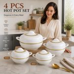 4PC Hot Pot Food Warmer Set Insulated Casserole Serving Dish Container Round