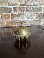 Vintage Indian Brass Elephant Claw Bell | Hand-Etched Floral Temple Prayer Bell