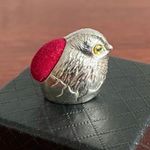 Sterling Silver 925 Chick Bird Pin Cushion Red Velvet Miniature Boxed