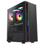 Gaming PC Computer Case ARGB LED Fan Strip Mid Tower ATX Tempered Glass Panel UK