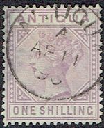 ANTIGUA 1886 1s mauve fine used CDS showing - 43836