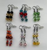 Handmade Black Plated Dangle Beaded Earrings - *8 Colour Choices & Sizes*.