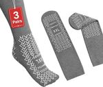 Omnitex 3pk Anti-Slip Socks Strong 'V' Grips Double Side Tread Grey 2XL Size XXL