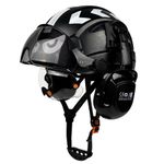 Construction Safety Helmet with Visor Built In Goggle Earmuffs Hard Head Hat Cap