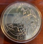 2012 America The Beautiful - Maine - Acadia - 5 oz bullion  (small scratch)