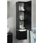 Bathroom Modern black wood effect tall wall hung cabinet - 1480 x 350mm x 300mm