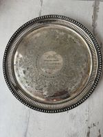Vintage Barker Ellis Silverplate Salver Engraved Presentation Tray,Ornate Design