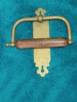 Original French Roll Holder Circa 1900 Brass And Dark Wood, Very Rare Item