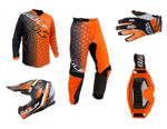 Adult Wulfsport CONNECT Motocross Shirt Pant Helmet Glove Goggle Orange Set #8