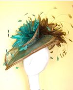Fascinator Hat For Ascot In Good And Jade Blue Turquoise Feathers