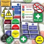 Catering Restaurant Kitchen - Food Preparation - Health & Safety Sticker 24 Pack