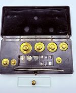Apothecary Chemist Bakelite Brass Weights Set - Baird & Tatlock of Hatton Garden