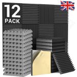 12PCS Self Adhesive Acoustic Foam Panels Studio Soundproofing Foam Tiles Pads