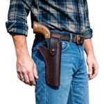 Single Action Dark Brown Plain Leather Gun Holster Western Style .44.45.357.358