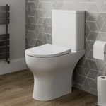 Close Coupled Toilet Modern Bathroom WC Short Projection Soft Close Seat White