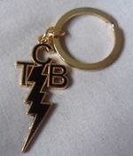 Pretty Green 'Taking Care of Business ' Gold/Gilt enamel TCB KeyChain / KeyRing.
