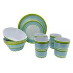 Melamine Dinner Set Camping Caravan Motorhome Boat 16pc Picnic Plates Bowls Mugs