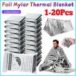 1-20pcs Emergency Mylar Thermal Blanket Foil Space Blanket  Warm Heating Cover