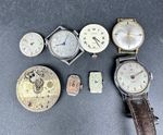 Job Lot 8 x Vintage Watch Mechanisms Movements Wind Up - Spares & Repairs