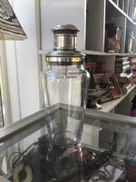 Glass and silver plate cocktail shaker. Art deco period