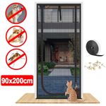 Heavy Duty Pet Cat Screen Door Thickened Double Side Zipper Scratch Resistant UK