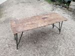 British Army Folding Trestle Table Wooden - Heavy Duty Camping Industrial